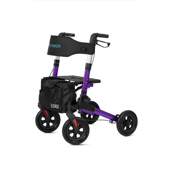 ELENKER All-Terrain Rollator Walker with Seat, Outdoor Rolling Walker, 10” - Picture 1 of 9